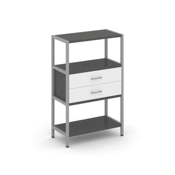 Shelf System Односекционный стеллаж трехярусный с ящиками SN.STM-312 Антрацит/Белый/Металл Серый 810