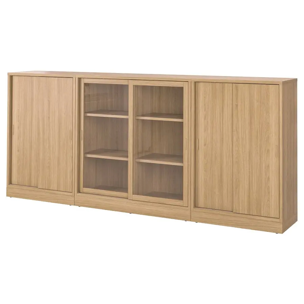 Комбинация с раздвижными дверями - IKEA TONSTAD/ТОНСТАД ИКЕА, 284х37х120 см, светло-коричневый