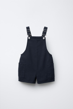 ZARA КОМБИНЕЗОН ИЗО ЛЬНА И ХЛОПКА, МОРСКОЙ СИНИЙ