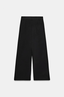 ZARA БРЮКИ С ЗАЩИПАМИ, ЧЕРНЫЙ