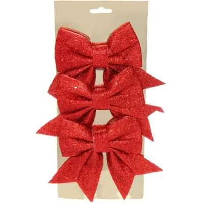Бант на ёлку «Яркий праздник» 12*14 см (набор 3 шт), Красный