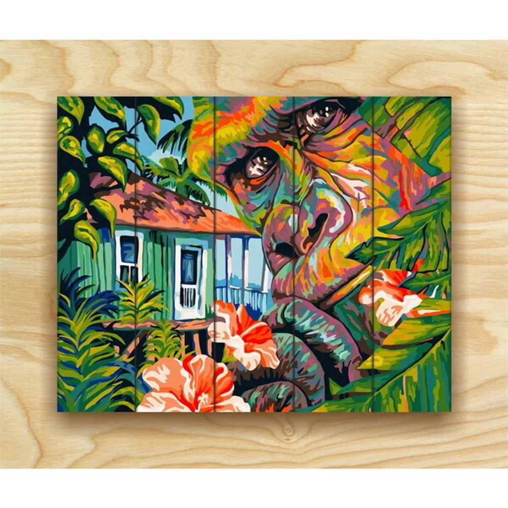 Рисование по номерам по дереву «Flamingo» 40*50см «Горилла» FLA010