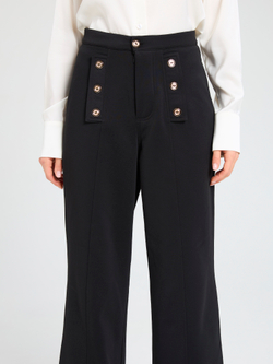 Брюки утепленные для девочки палаццо с декоративными пуговицами