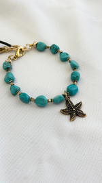 Браслет из говлита с морской звездой, оттенок золото