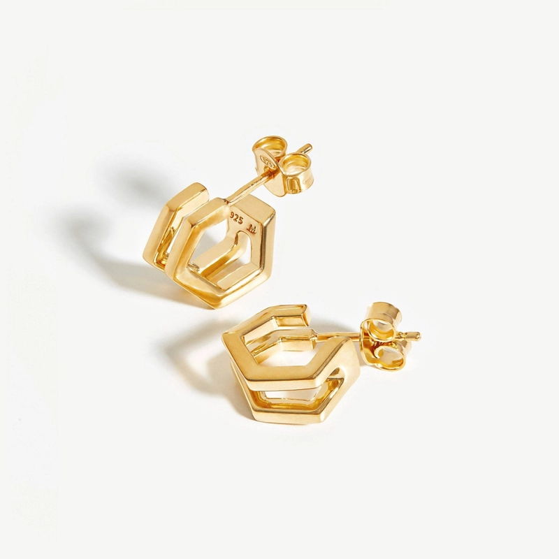 Серьги Двойной Шестиугольник