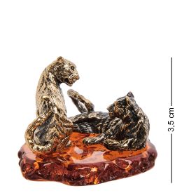 Народные промыслы AM-3180 Фигурка «Тигр с тигрицей» (латунь, янтарь)