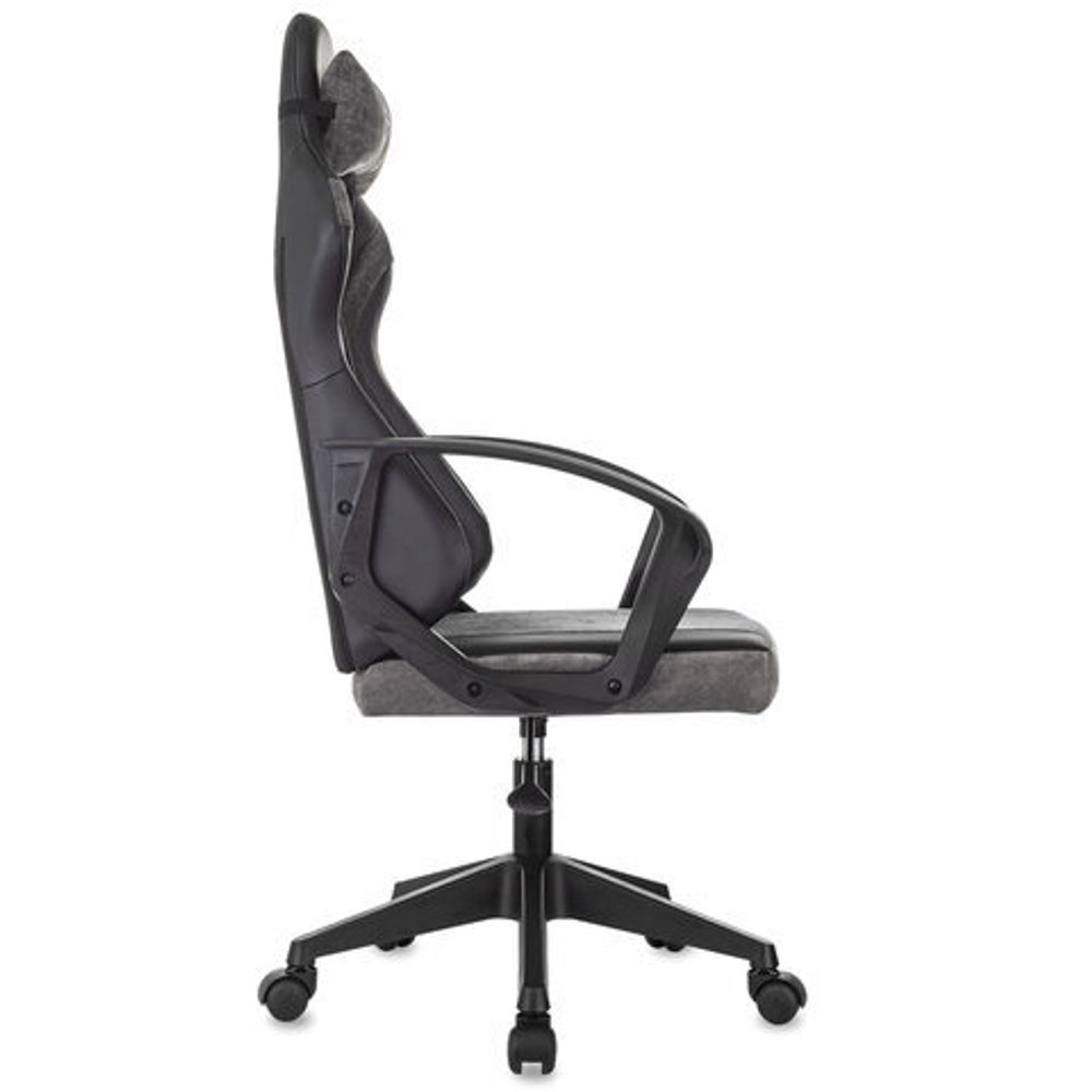 Кресло компьютерное BRABIX "Forcer GM-127", 2 подушки, экокожа/велюр, черное/серое, 533216