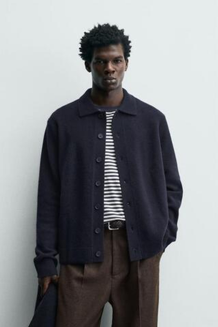 ZARA ШЕРСТЯНОЙ КАРДИГАН, МОРСКОЙ СИНИЙ