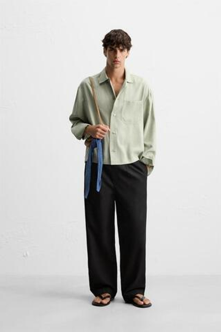 ZARA БРЮКИ-ДЖОГГЕРЫ КЛАССИЧЕСКОГО КРОЯ, ЧЕРНЫЙ