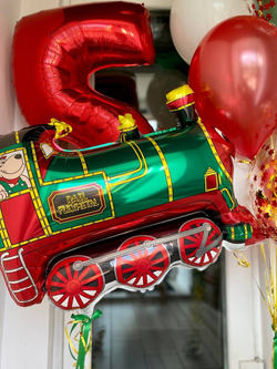 Набор воздушных шаров для сына поезд зеленый  № 1075