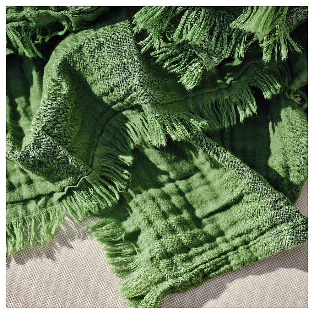 Плед IKEA BROGGAN (БРЁГГАН), Хлопок, Зеленый, 150x200 см
