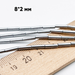 Гематит Трубочка бусины (имитация), цвет серебристый, размер около 8*2 мм, цена за отрезок нить 38 см