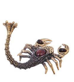 AM-4200 Фигурка «Скорпион Цветочек» (латунь, янтарь)