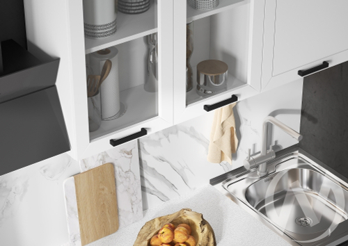 Кухня Монако 1;7м (графит/белый снег софт; графит софт/антарес) Компоновка №1