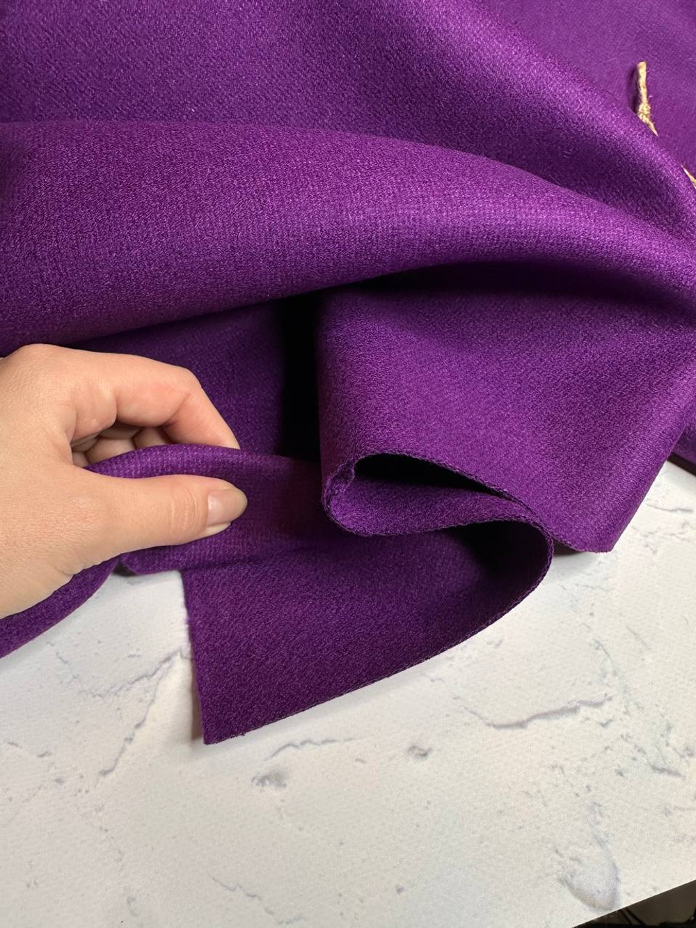 Пальтовая двойная (дабл) шерсть с разделением слоев (Gucci, 100%шерсть, Итальянская фиалка, 135, 890 гр/м2)