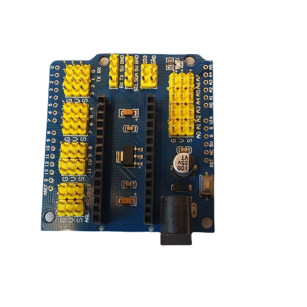 Плата Arduino NANO с шилдом под клеммы IO Shield (клеммы припаяны)