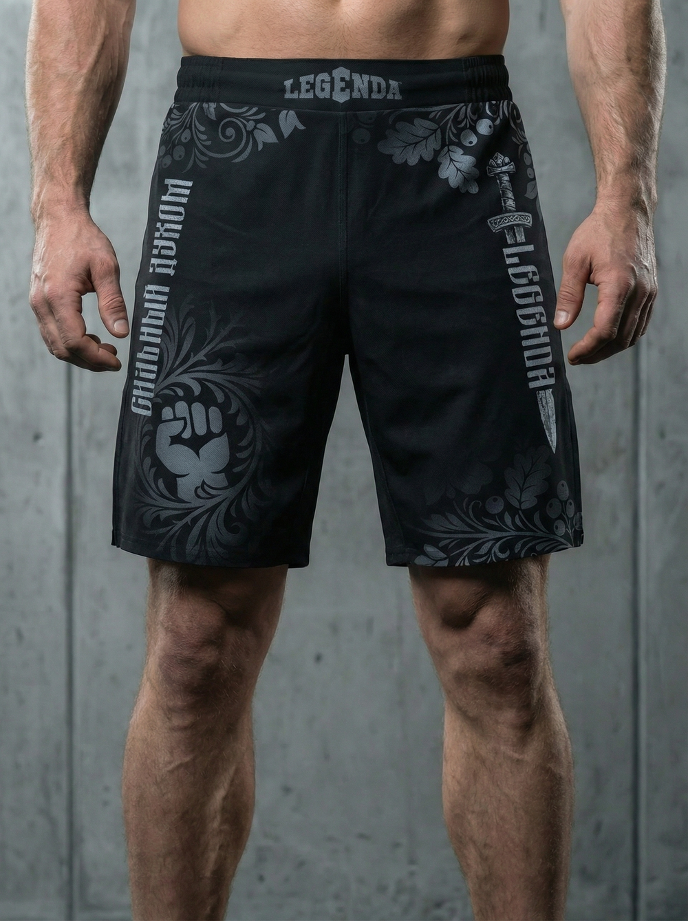 Шорты спортивные тренировочные LEGENDA Хохлома серая (3XL)