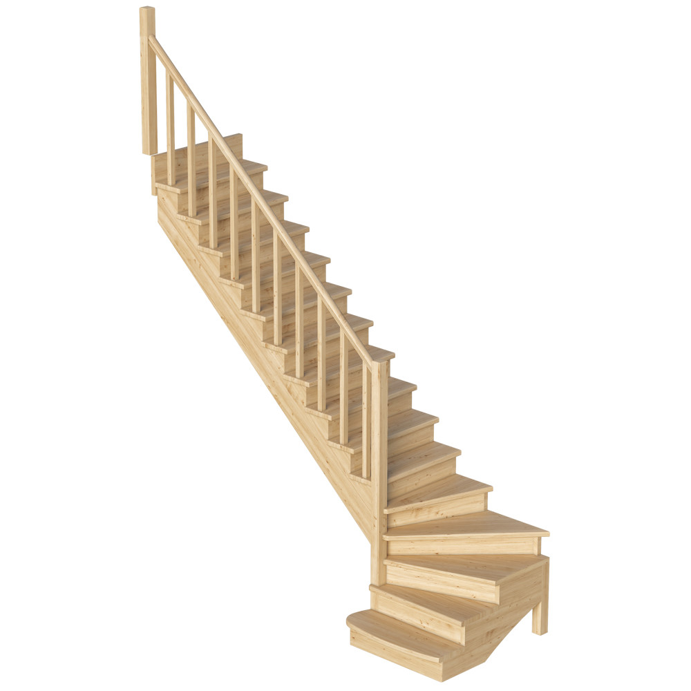 Лестница на второй этаж К-001м/8 Левая c подступенками