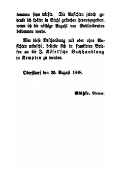 Die Katholische Pfarrei Oberstdorf Im Konigl. Landgerichte Sonthofen, Oder Die Schweiz Im Kleinen | J.N. Stützle