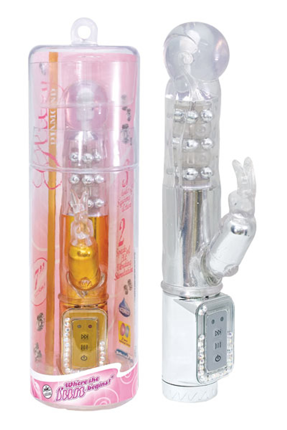 Прозрачный гелевый вибратор с шариками внутри - 17,8 см.