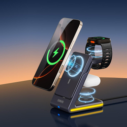 Беспроводная магнитная зарядная станция 3 в 1 с магнитным повербанком, версия W24, 5000mAh Power Bank, Duzzona