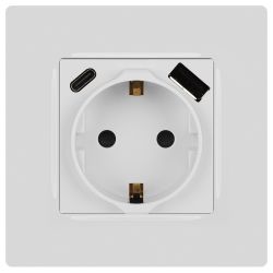 Розетка ЭРА Серия 12 12-4108-01 2P+E 16A-250В со шторками с USB type-A+C 5В-3А белый