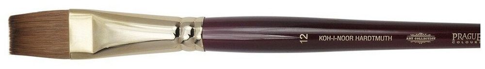 Кисть художественная KOH-I-NOOR колонок, плоская, №12, короткая ручка, блистер, 9936012010BL