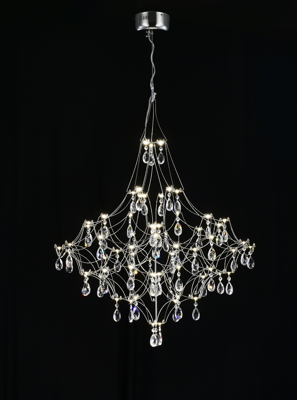 Подвесная люстра светодиодная с пультом и хрустальными подвесками Asfour MyFar Allegria MR2640-66P-50AD