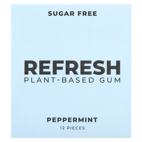 Refresh Gum, растительная жевательная резинка, со вкусом перечной мяты, 12 шт.