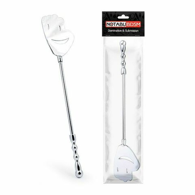 Серебристый металлический стек с ладонью-смайликом - 43 см. (Цвет: серебристый)