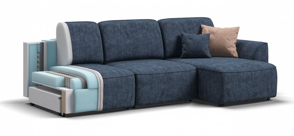 Угловой диван Кинг Велюр Роял синий