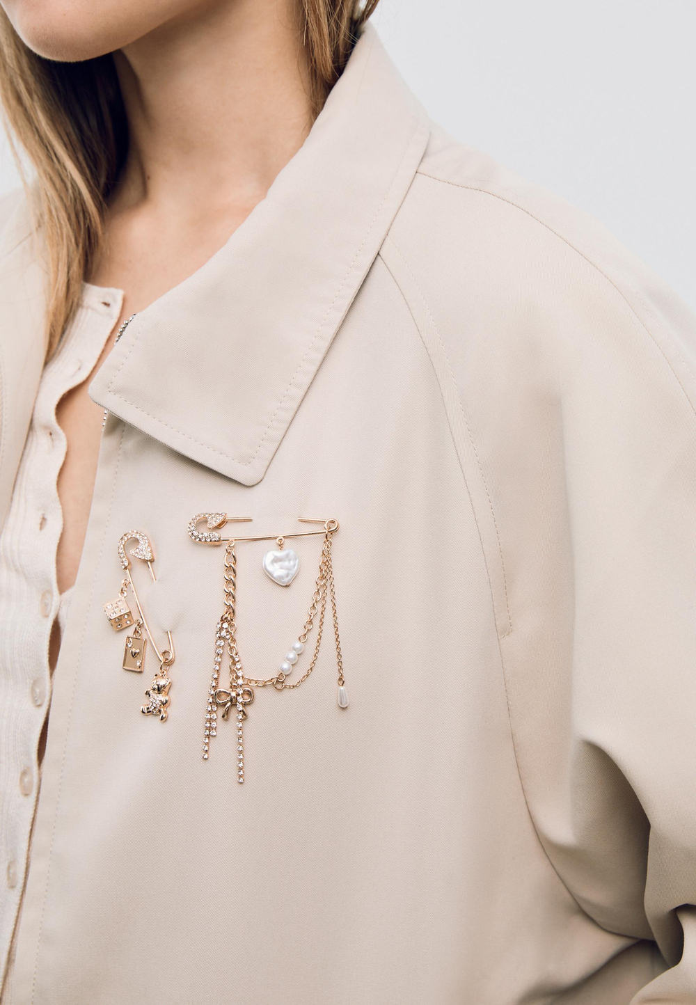 Stradivarius Набор из двух брошей, золотой