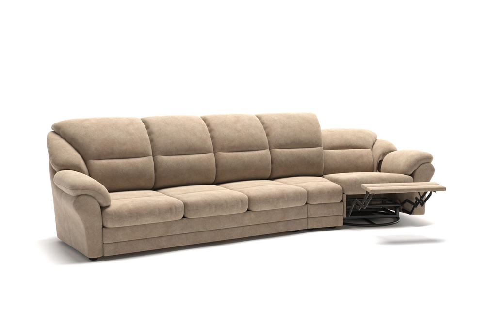 San-Remo диван-кровать с реклайнером и радиусным модулем велюр бежевый