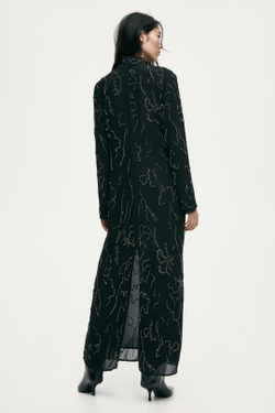 H&M Длинное платье, расшитое бисером, черный