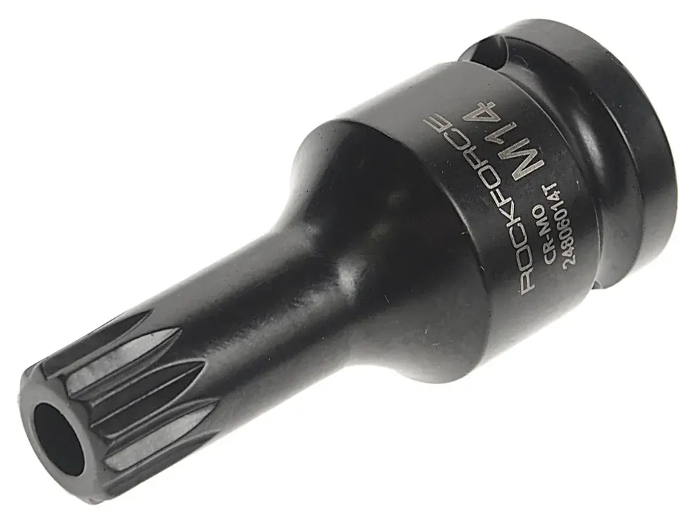 Головка-бита SPLINE ударная 1/2", M14 с отверстием ROCKFORCE RF-24806014T