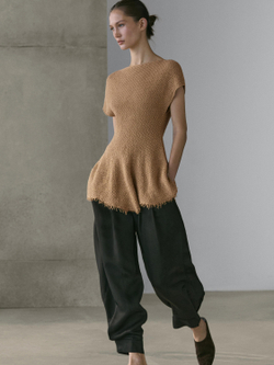 Massimo Dutti Топ из 100% льна с бахромой, жженый