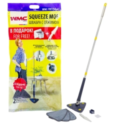 Швабра с отжимным механизмом (L-130см, орснование 27х27х27см) WMC TOOLS WMC-TRI1(BLUE)