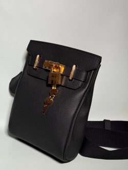 Нагрудная сумка слинг Hermes Kelly (Messenger) чёрная