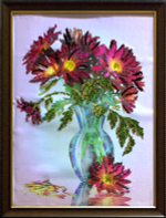 Описание¶Характеристики товара:¶Картина "Георгины". Картина вышита стразами - за счет этого получает