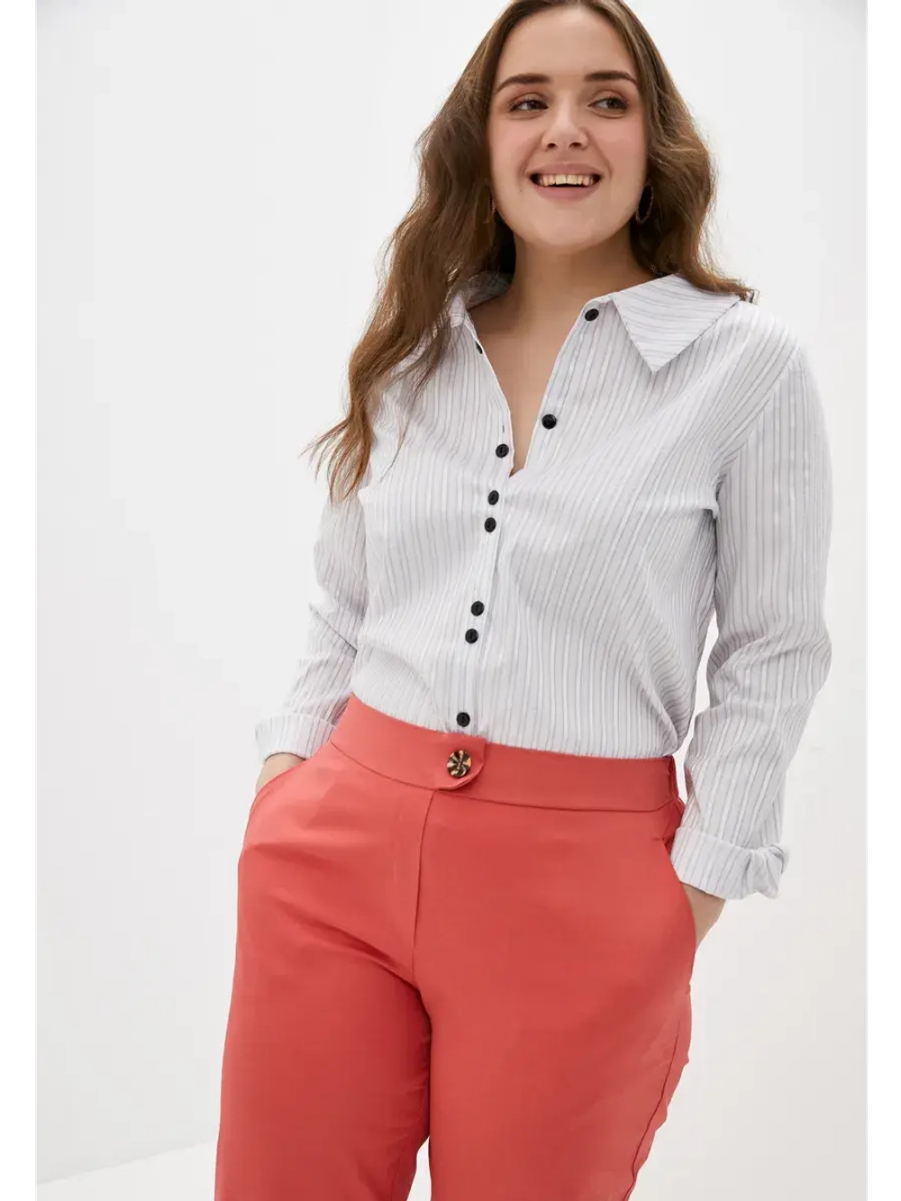 Блузка рубашка в полоску большие размеры