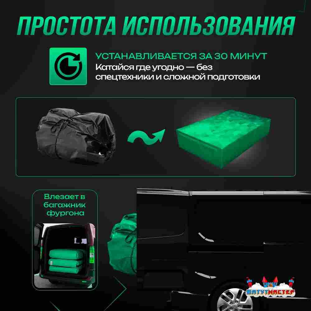 Надувная подушка «JumpAir» для гимнастики и батутных центров, 6×4×1 м