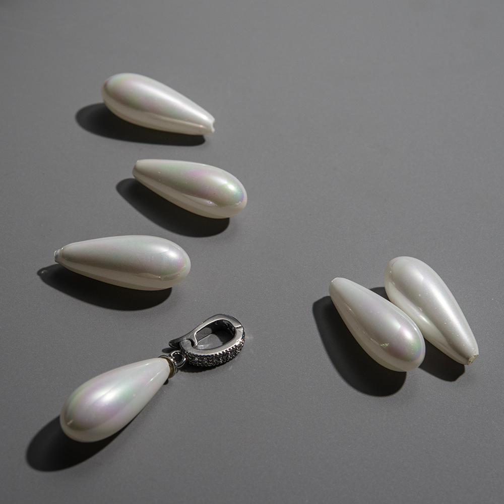 Хрустальный жемчуг, оттенок "Белый", полупросверленная капля, 19,5*8мм