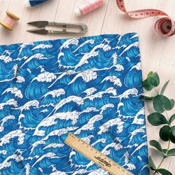 Ткань оксфорд 600 бушующие волны