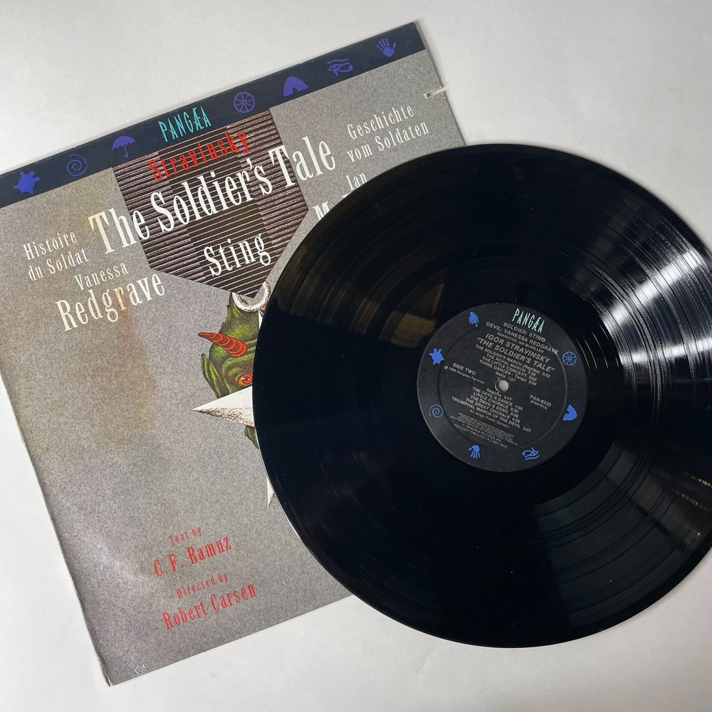 Винтажная виниловая пластинка И. Стравинский Stravinsky, Vanessa Redgrave, Sting, Ian McKellen, The Soldier's Tale История Солдата Histoire Du Soldat, Geschichte Vom Soldaten (USA 1988)