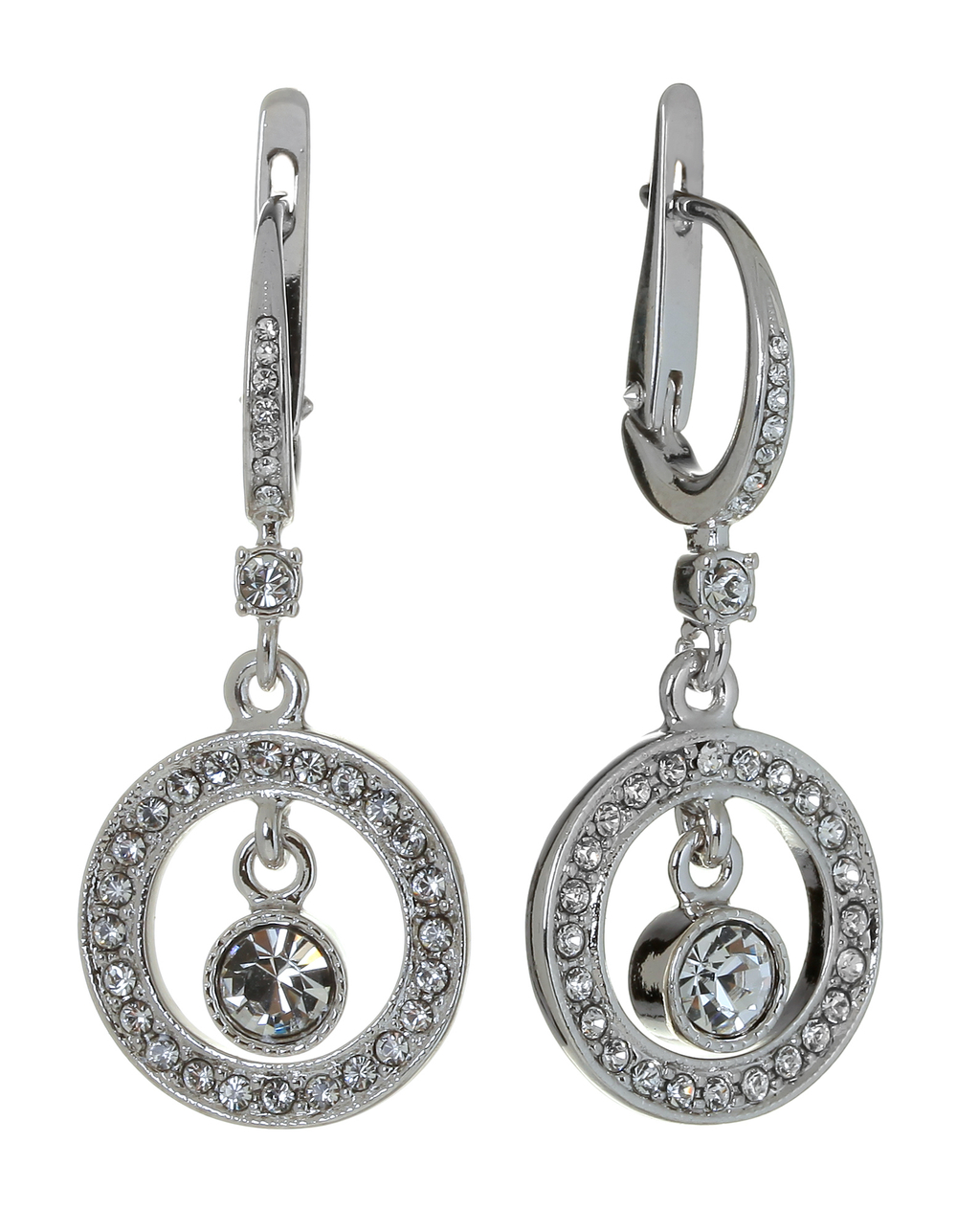 "Дейн" серьги в серебряном покрытии из коллекции "Алмазный фонд" от Jenavi с английским замком