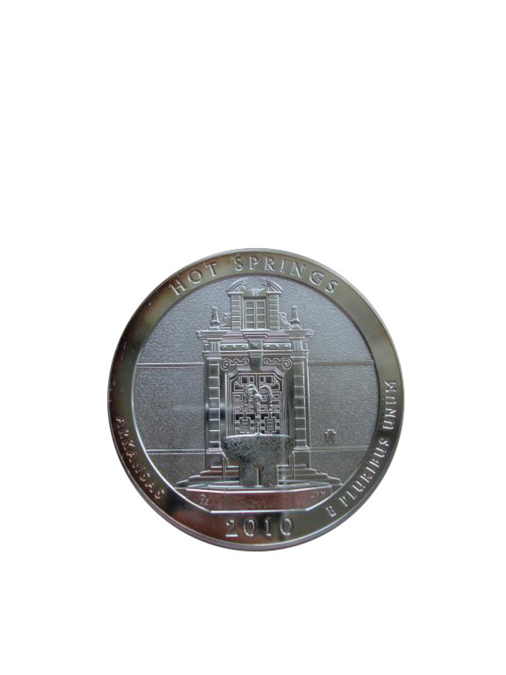 США 25 центов 2010 Национальный парк Хот-Спрингс Штат Арканзас СЛАБ PCGS MS66 СЕРЕБРО 5 унций
