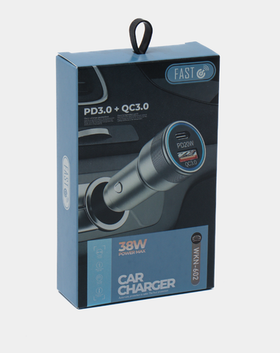 Автомобильное зарядное устройство Питер Маркет, 38Вт, USB Type-C, 2 разъема