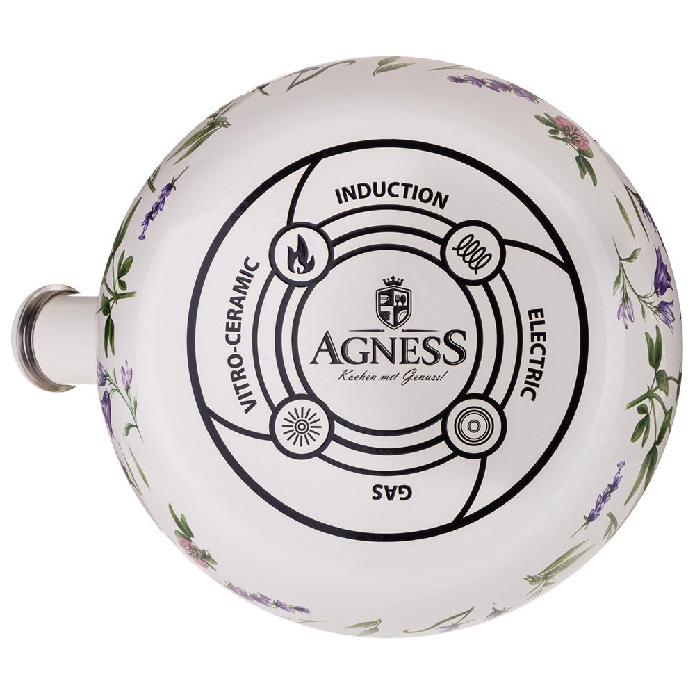 ЧАЙНИК AGNESS ЭМАЛИРОВАННЫЙ СО СВИСТКОМ СЕРИЯ "FLOWER STORY", 2,2 Л