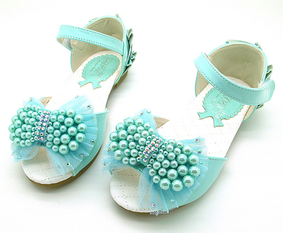 Босоножки детские с бантом из фатина, бусин и страз