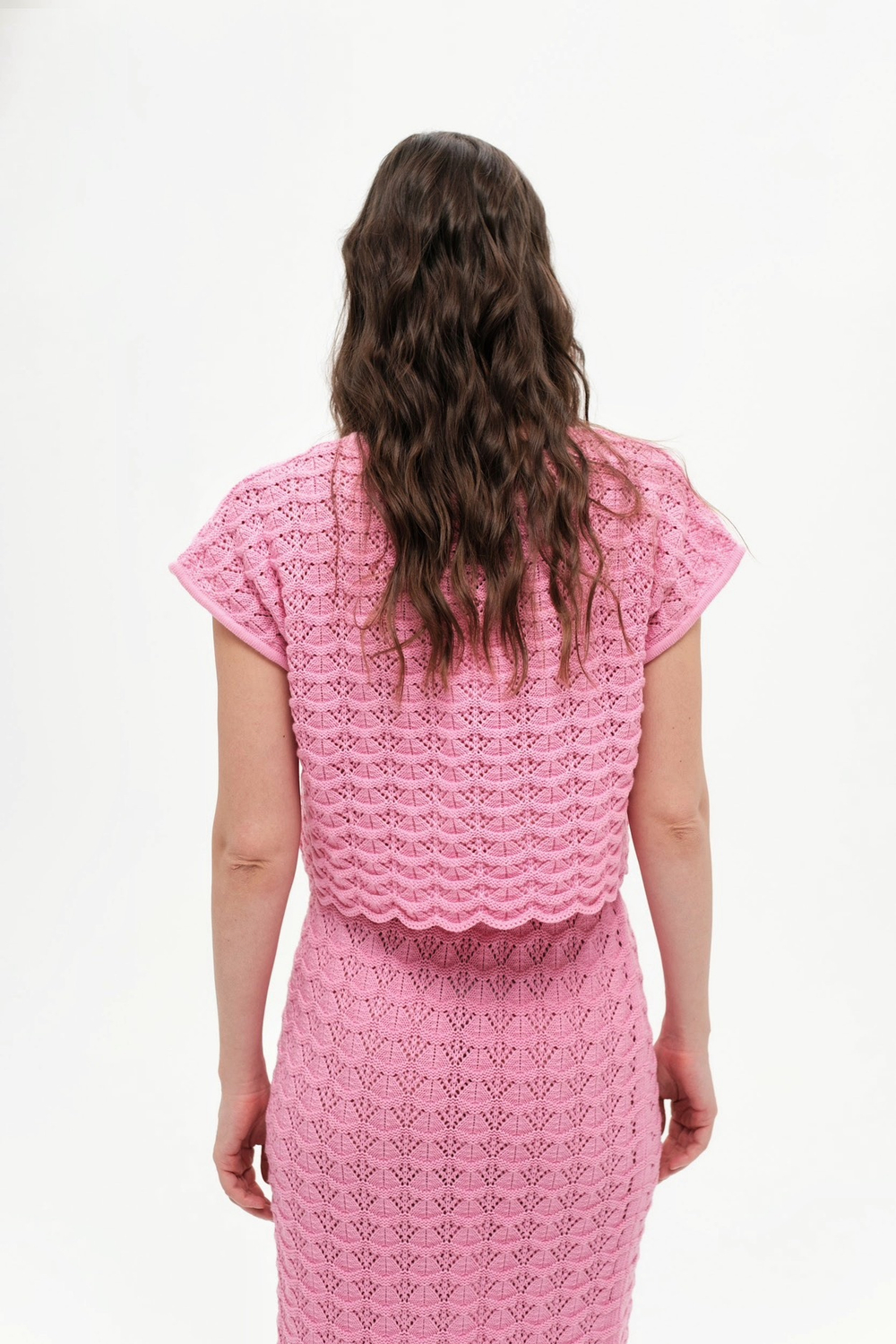 Розовая трикотажная юбка